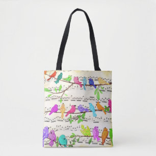 Tote Bag Oiseaux musicaux colorés mignons symphonie - Chans