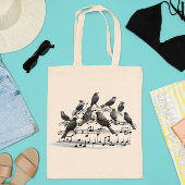 Tote Bag oiseaux noirs assis sur une composition musicale 3
