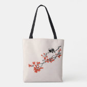 Tote Bag Oiseaux rustiques sur une branche d'arbre avec Feu (Dos)