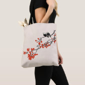 Tote Bag Oiseaux rustiques sur une branche d'arbre avec Feu (De près)