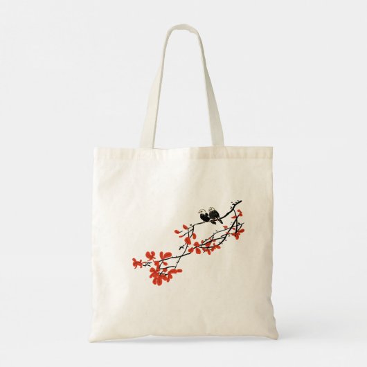 Tote Bag Oiseaux rustiques sur une branche d'arbre avec Feu (Dos)