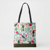 Tote Bag Oiseaux toscans et fleurs tropicales motif (Devant)