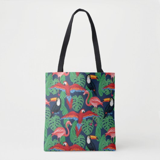 Tote Bag Oiseaux tropicaux dans des couleurs lumineuses (Devant)
