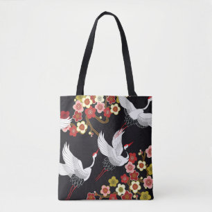 Tote Bag Oiseaux volants : Heron de grue japonais.