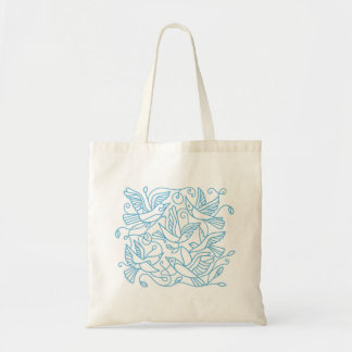 Tote Bag Oiseaux volants Turquoise
