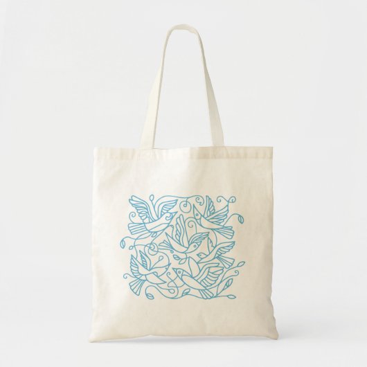Tote Bag Oiseaux volants Turquoise (Devant)