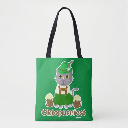 Tote Bag Oktoberfest Cat Cartoon Art Fun Festival (Devant)