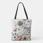 Tote Bag Olive et Mariage floral rose pâle (Dos)