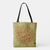 Tote Bag Olive et Rust Green Grunge Flower Sun (Dos)