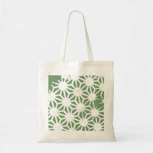 Tote Bag Olive green and white geometric pattern