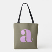 Tote Bag Olive simple et Lilac Bold Monogramme rétro initia (Dos)