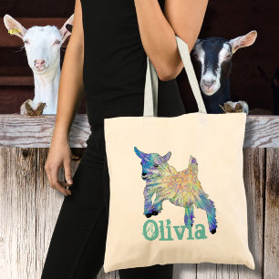 Tote Bag Olivia Colorful Cute Baby Chèvre Jumping Animal Ar