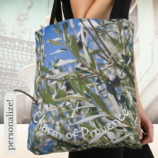 Tote Bag Olivier vert aux fruits noirs