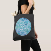 Tote Bag Om Mandala Bleu (De près)