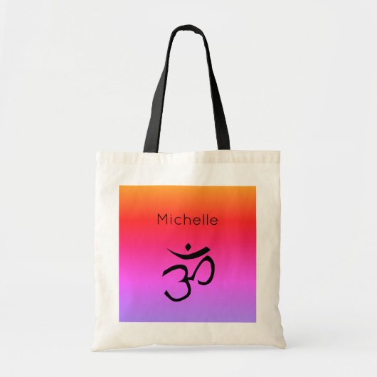 Tote Bag Om Symbole Monogramme Couleurs arc-en-ciel (Devant)