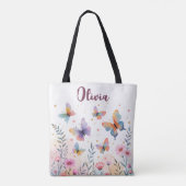 Tote Bag Ombre à papillon d'aquarelle de charme (Dos)