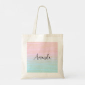 Tote Bag Ombre bleu rose avec lignes or minces (Dos)