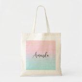 Tote Bag Ombre bleu rose avec lignes or minces (Devant)