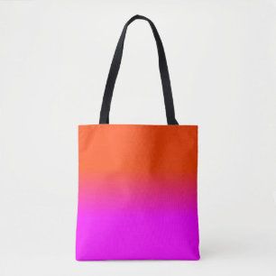 Tote Bag Ombre couleur couleur néon orange et rose chaud S