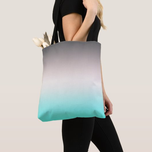 Tote Bag Ombre gris turquoise (De près)