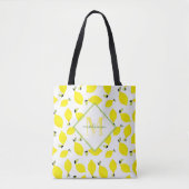 Tote Bag Ombre #Monogram + #Lemons Jaunes + Vert + Blanc (Devant)