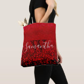 Tote Bag Ombre parties scintillant rouge et noire (De près)