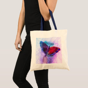 Tote Bag Ombre rose et violet Aquarelle Nom du papillon