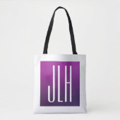 Tote Bag Ombre violet et initiales blanches ou autre texte (Devant)
