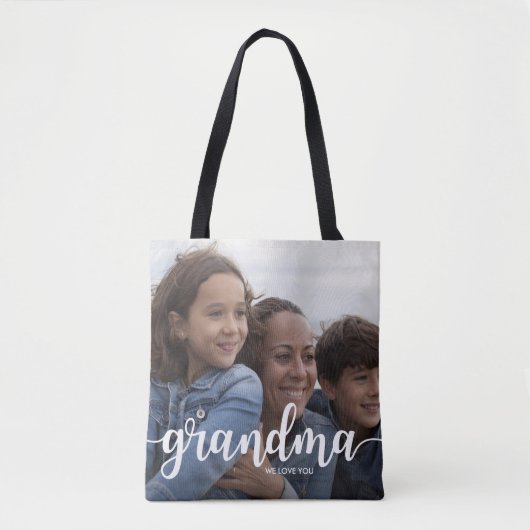 Tote Bag On t'aime grand-mère | Deux photos pleines (Devant)