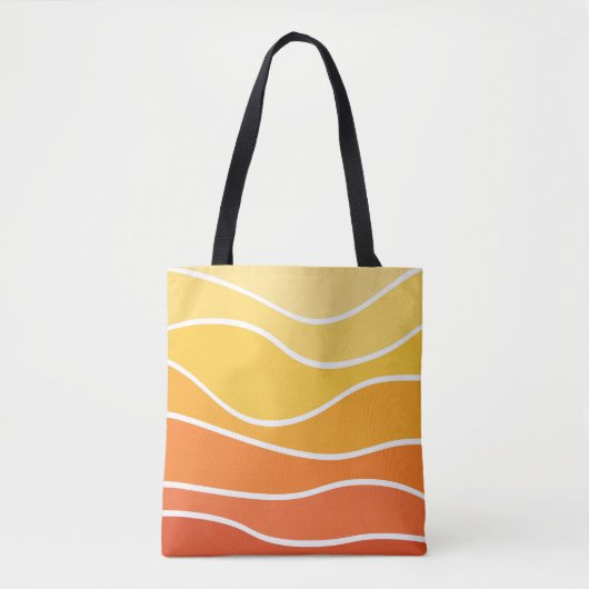 Tote Bag Ondes de style rétro jaune et orange (Devant)