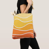 Tote Bag Ondes de style rétro jaune et orange (De près)