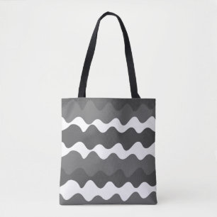 Tote Bag Ondes horizontales grises et blanches motif