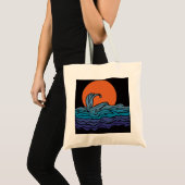 Tote Bag Ondes océaniques et coucher de soleil (Devant (produit))
