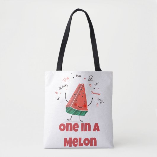 Tote Bag One in a Melon - Fun Summer Watermelon (Devant)