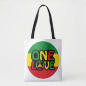Tote Bag One Love, Reggae design with reggae colors (Devant)