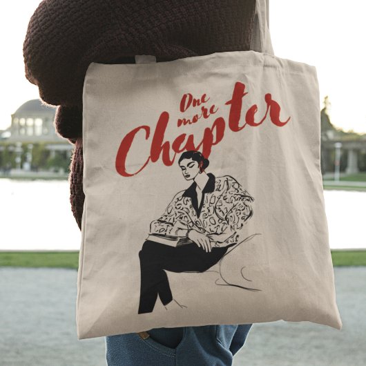 Tote Bag One More Chapter Red Script l Book Lovers & Reader