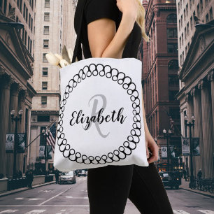 Tote Bag Onyx Cercle décoratif Personnaliser Monogram Fourr
