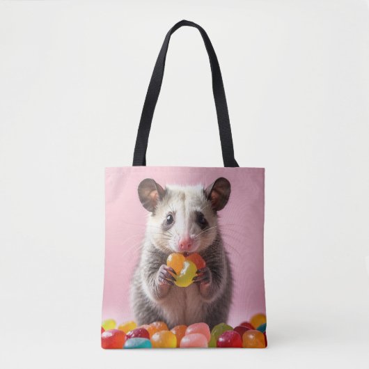 Tote Bag Opossum Manger Gummy Sweeties (Devant)