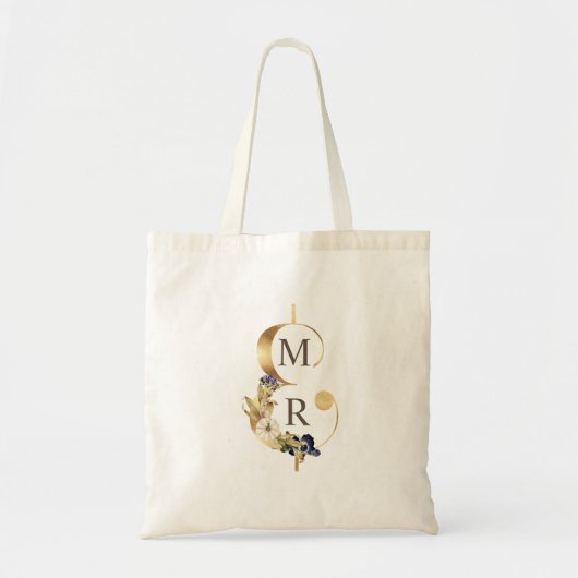 Tote Bag or ampersan double monogramme mariage faveur (Devant)