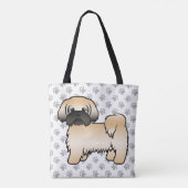 Tote Bag Or avec Masque Noir Chih Tzu Cartoon Chien & Pâtes (Dos)