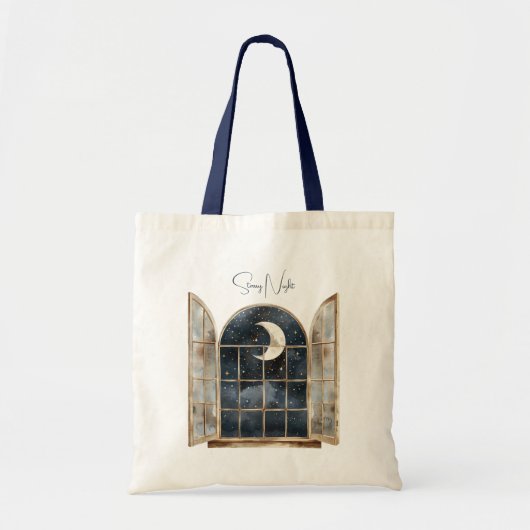 Tote Bag Or Bleu Étoiles Argent (Devant)