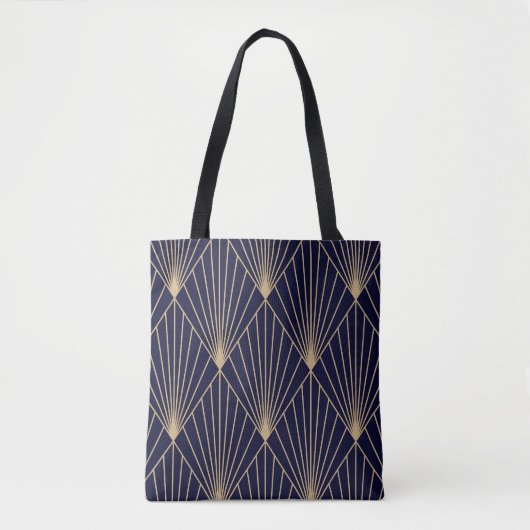 Tote Bag Or bleu foncé Abstrait géométrique (Devant)