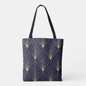 Tote Bag Or bleu foncé Abstrait géométrique (Dos)