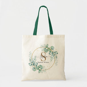 Tote Bag Or Botanique Monogramme Personnalisé de Feuillage