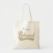 Tote Bag Or & Diamants Bridesmaid Élégante Roses Blanches (Devant)