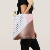 Tote Bag Or et points roses (De près)