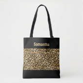 Tote Bag Or Imprimé Léopard Noir Monogram Gold Animal (Devant)