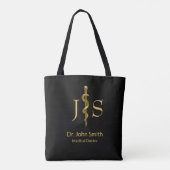 Tote Bag Or Médicale sur le bâton de l'Asclepius (Dos)