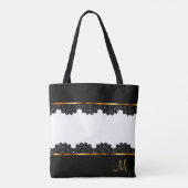 Tote Bag Or métallique et jolie dentelle noire (Dos)