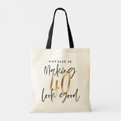 Tote Bag Or moderne 40e anniversaire personnalisé chic (Dos)